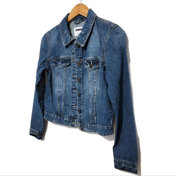 Noisy May Distressed Denim Jacket Blue Medium Wash Classic Trendy Streetwear S - Picture 4 of 14